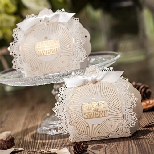 8 PCS Luxury Champagne Gold Party Wedding Present Sweet Wedding Favor Boxes Girl Candy Cake Chocolate Bag Gift Box Packaging