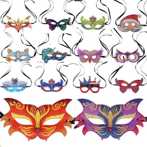 Owl Tiger Crown DIY Diamond Painting Mask Special Shaped 5D Rhinestone Craft Party Embroidery Art DIY Gift Masquerade Prom Mask