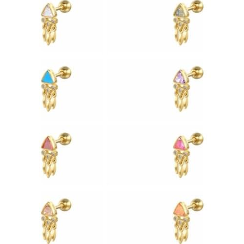 BOAKO 1pcs 925 Sterling Silver Triangular Zircon Earrings For Women Stud Earrings Ear Piercing Pendientes Mom Gift 2021 Trend