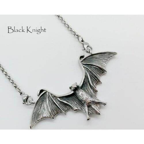 2019 Black Knight Vintage silver color stainless steel Bat pendant necklace cute animal bat necklace fashion jewelry BLKN0694