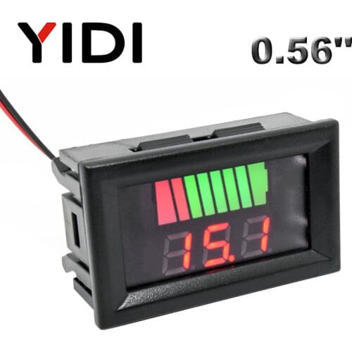 0.56'' LCD Digital Voltmeter 12V 24V 72V 84V Battery Capacity Indicator Lead Acid Power Car Motorcycle Voltage Tester Detector