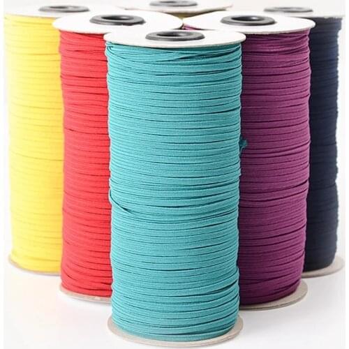 1 Roll 3mm Sewing Elastic Band Colourful High Elastic Fiat Rubber Band for clothes Waist Band Stretch Rope Hair Elastic Ribbon