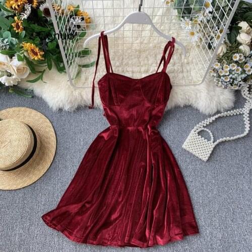 Elegant Vintage Gothic Spaghetti Strap Dress Early Fall Basic Women Short Party Dresses Slim High Waist Mini Dress