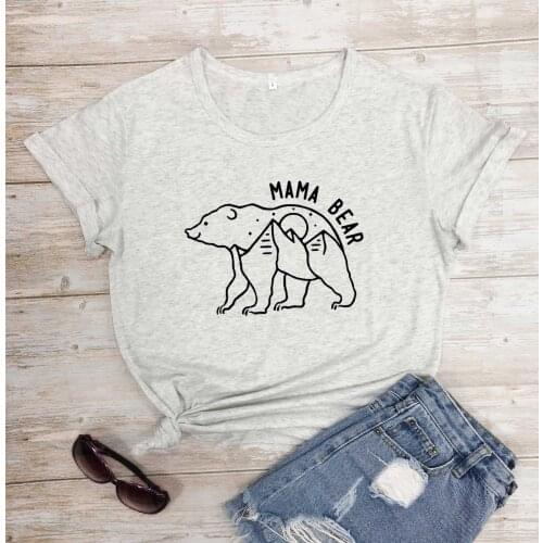 Mama Bear Shirt mountain graphic travel mama t shirt hipster women fashion pure cotton casual tees gift cute party young tops