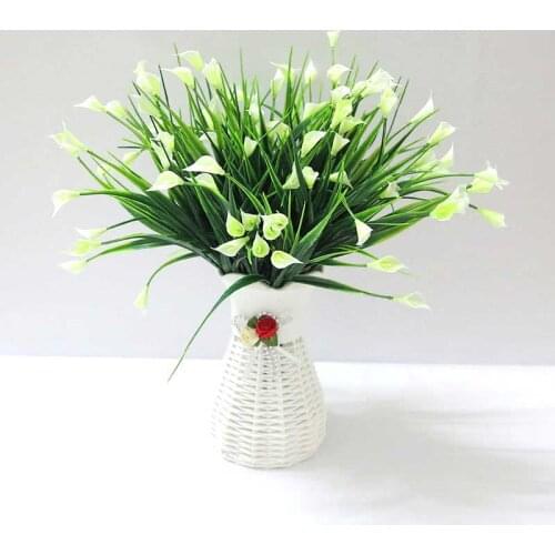 Artificial Flower Calla Lily Plastic Plant Fake Flower Decor Plant For Wedding Home Decor Plant Simulation Flower Green Grass