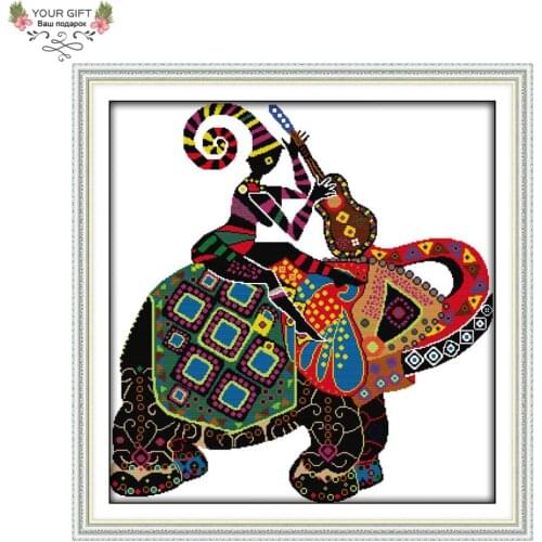 Joy Sunday Home Decor DA017 Stamped and Counted National Elephant Needlework Needlepoint Embroidery DIY Cross Stitch Kits