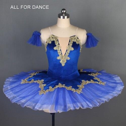 Royal blue with gold trim Pre-professional ballet dance costumes pancake tutu classical ballet tutu dance costumes ballet tutu