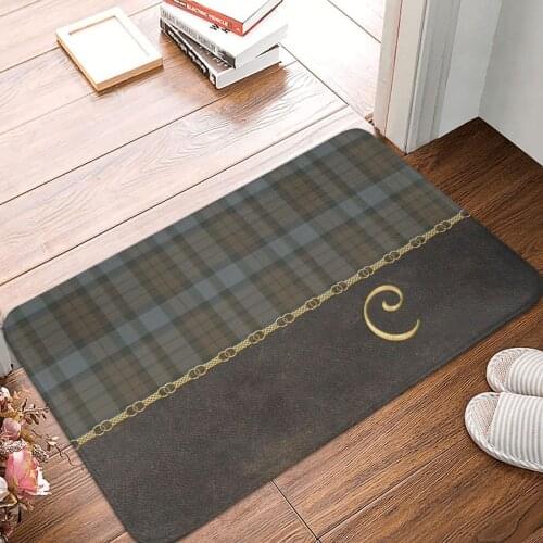 TARTAN LEATHER MONOGRAM C Doormat Carpet Mat Rug Polyester Non-Slip Floor Decor Bath Bathroom Kitchen Living Room 40x60