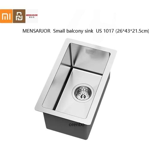 MENSARJOR balcony small sink 304 Stainless Steel 1.2mm Thickness Mini Manual Sink Set Single Bar Counter Balcony Kitchen Sink