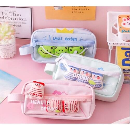 Cute Pencil Case Big Capacity School Stationery Bag Girl Ins Pen Case Box School Supplies Marker Pens Storage Bags Pencil Holder