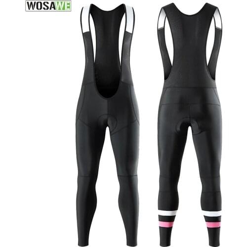 WOSAWE Mens Cycling Pants with Stretch Breathable Straps Mountain Bike Zipper Breathable Training Cycling Bib Pants