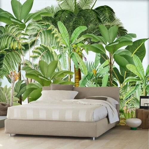 Custom Mural Wallpaper 3D Green Leaves Tropical Rainforest Wall Painting Living Room Bedroom Home Decor Background Wall Paper 3D