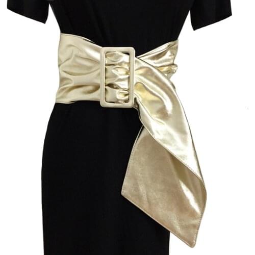 New Corset Fashion New pu Leather Bow Wide Belt For Women Dress Cummerbund Ceinture Femme 2018 Casual Female