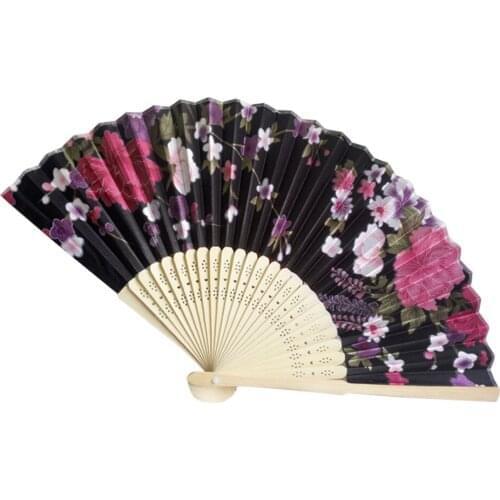 New Vintage Bamboo Folding Hand Held Flower Fan Chinese Dance Party Pocket Gifts Party Wedding fan Summer fan
