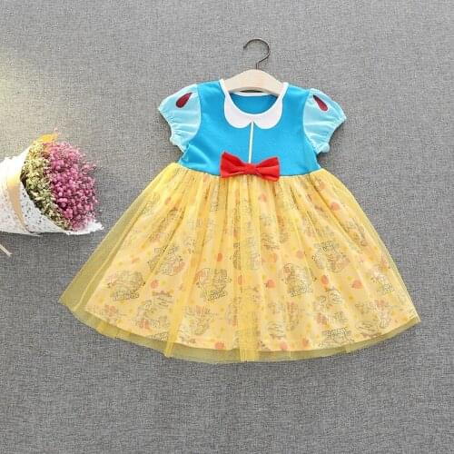 2018 Autumn Girls Fall Dresses Girl Princess Snow White Costume Children Clothing Kids Cute Cartoon Dress New Girls Cotton Dress