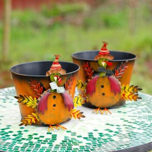 Turkey Iron Flower Pot Retro Pastoral Metal Barrel Pot Artificial Flower Garden Decoration Outdoor