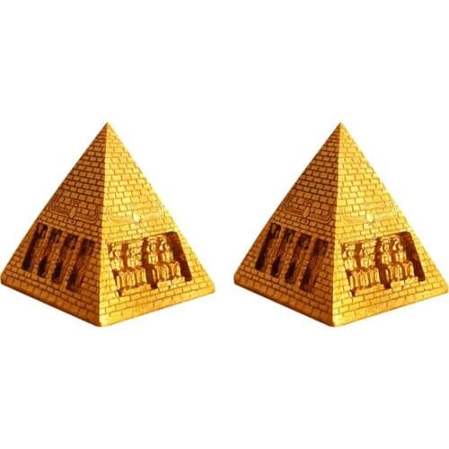 2Pcs Desktop Decoration Resin Handicraft Home Ornament Resin Pyramid for Office Shop