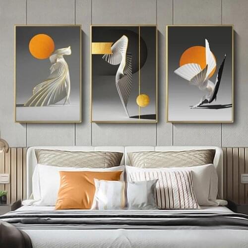 Orange Sun Canvas Poster Creative Abstract Wall Art Painting Nordic Posters and Prints Wall Pictures for Living room Home Decor