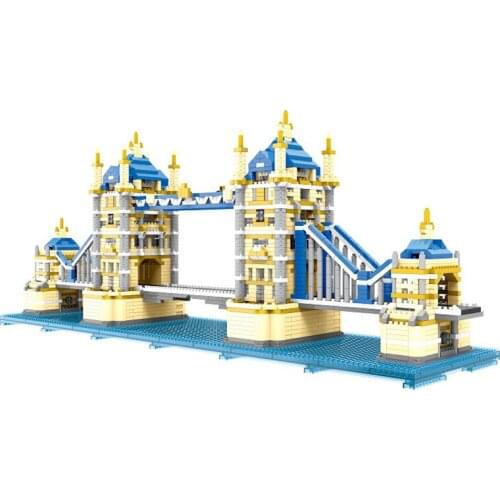 PZX 9919 World Architecture The Tower Bridge of London 3D Model DIY Mini Diamond Blocks Bricks Building Toy for Children Gifts