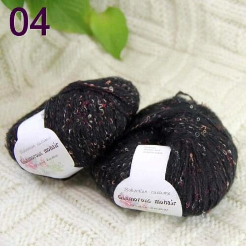 Sale 2SkeinX50gr Luxury Fluffy Soft NEW MOHAIR Shawls Hand Knit Crochet Yarn Black 825-04-2