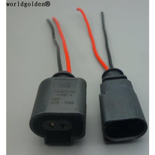 Worldgolden 1.5mm 2 pin male female auto Sensor plug ignition coil connector for Audi VW EOS Golf 1J0973802 1J0973702