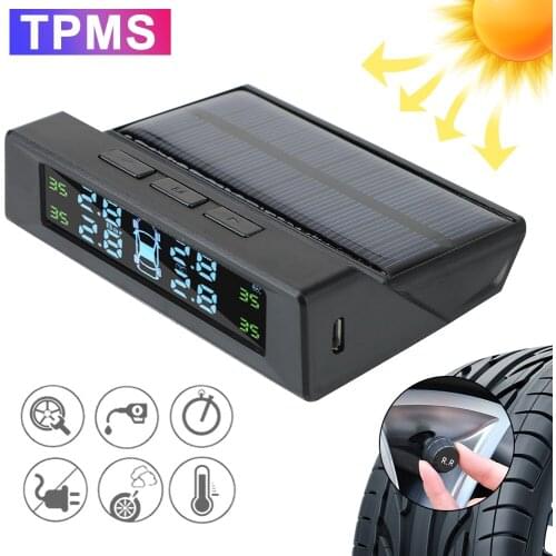 USB Solar Charging Digital TPMS With Parking Card LCD Display Tyre Pressure Sensors Tire Pressure Monitoring System