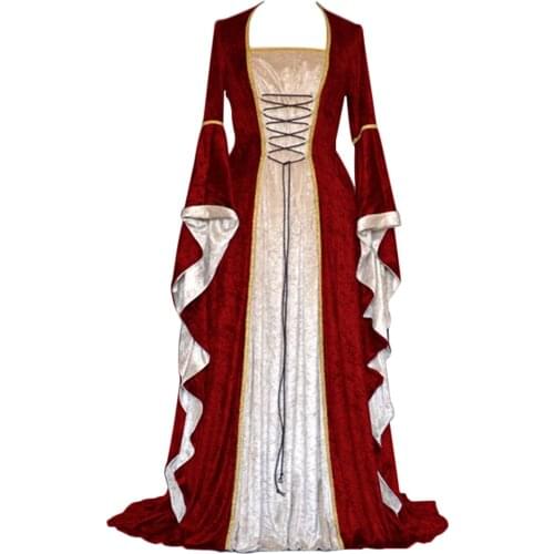 Medieval Dress Halloween Costumes for Women Cosplay Palace Noble Long Robes Ancient Bell Sleeve Princess Costume
