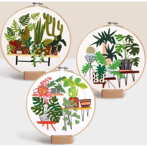 DIY Starter Kit Ribbon Botanical garden Handwork Plants Cross Stitch Embroidery Painting Pattern Threads Tools Home Decoration