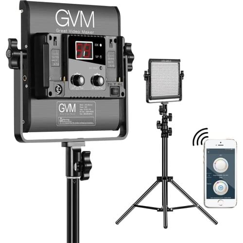GVM LED-480LS 2pcs Dimmable Bi-color LED Video Panel Light+70inch Stand Lighting Kit CRI97+ TLCI97 with U-Bracket Interview
