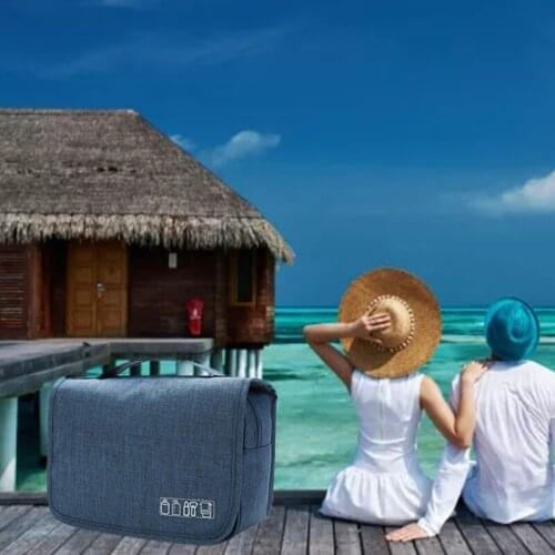 P15D Navy Blue Travel Luggage Organizer Packing Bags Cube Space Saver Built in Hanging Shelves Large Capacity Laundry Storage