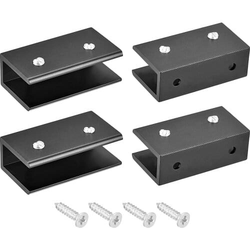 Uxcell Glass Shelf Bracket Aluminum Alloy Rectangle Clip Holder for 10-12mm Thick 4pcs