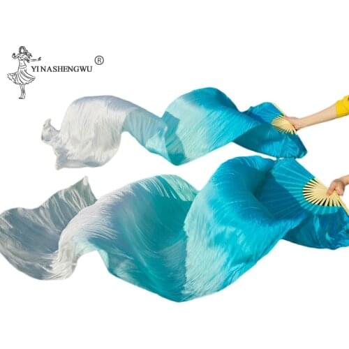 Hot Sell Cheap Kids Women Belly Dancing Fan Veils Gradient Color Dancer Practice Imitation Silk Fan 1pair/1pc Long 120/150/180cm