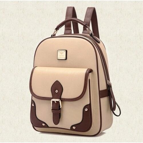 Vintage PU Leather Backpack Shoulder Bag Women Satchel Travel School Handbag New Softback Backpacks Bylon Solid Fashion Style