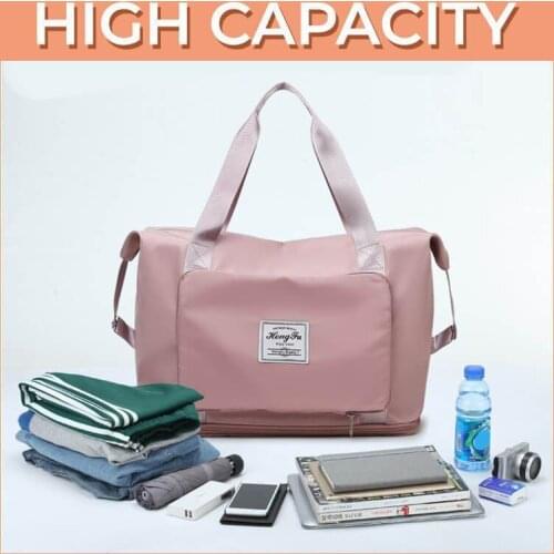 Large capacity folding travel bag Foldable Large Capacity Women Gym Bags Shoulder Bag Women Training Travel Handle Handbag Yoga