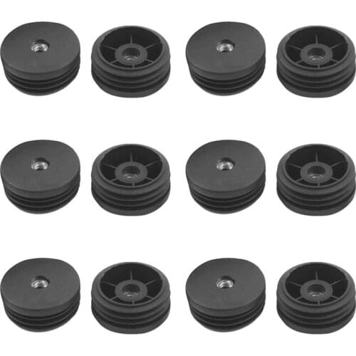 Leveling Feet OD Plastic Round Tube Inserts Kit Furniture Glide Adjustable Leveler 8mm for Desk Sofa Leg - Pack of 12pcs