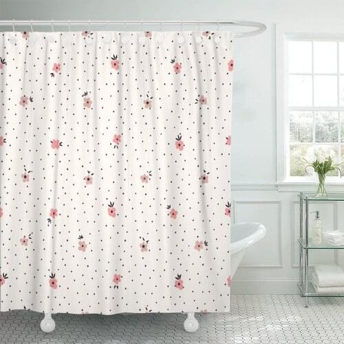 Pattern Small Flowers Polka Dots Little Random Simple Abstract Shower Curtain Waterproof Polyester Fabric 60 x 72 inches Set wit