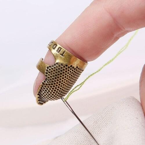 Home Gold Finger Protector Needle Thimble Antique Ring Handworking Metal Stitching Tools DIY Crafts Sewing Accessories
