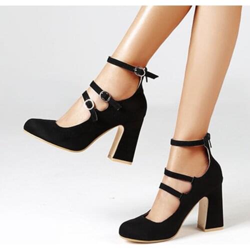35-42 size women gladiator sandals three thin band buckle scrub flock sandals close round toe cover heels high heels shoes woman