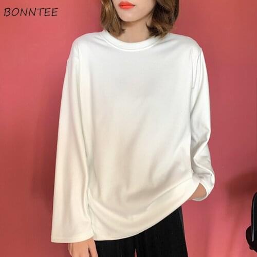 Women Long Sleeve T-shirts Oversize O-neck Plus Size 3XL Thicken Korean Style Simple Fashion Harajuku Streetwear Ulzzang Ins BF