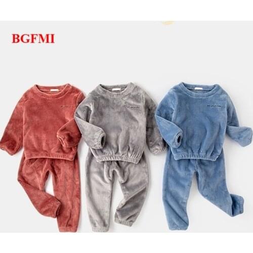 2020 Winter Kids Pajamas Sets Warm Pyjamas For Boys Thicken Girls Sleepwear Flannel 2-5 Years Fleece Baby Thermal Underwear Set