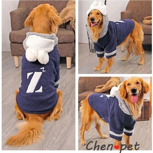 Winter Warm Pet Clothes for Large Dog Labrado Golden Retriever Coat Luxury Dog Clothes Soft Hoodie for Samoyed Pet Dog Costumes