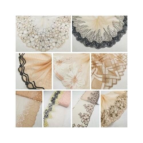 1Meter Champagne Series Handmade DIY Clothing Accessories Wedding Floral Embroidery Lace Fabrics Curtains Sofa Sewing Lace Trim