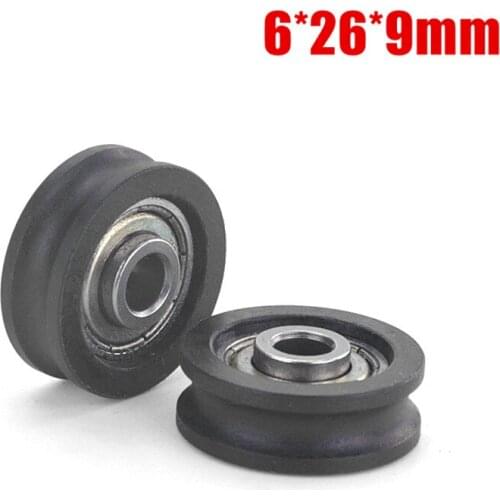 1pcs 6*26*9mm U groove non-standard 698zz bearing POM plastic pulley nylon plastic wheel roller