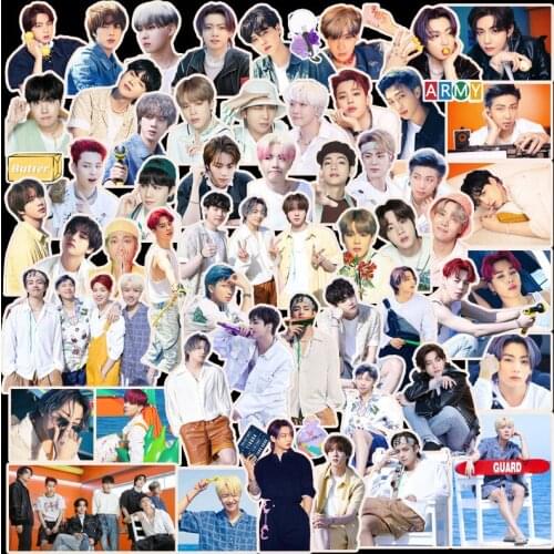 100pcs KPOP Bangtan Boys Stickers New Album Butter Korea Idols Cute Boys Group Photos Pictures Stickers for Scrapbooking