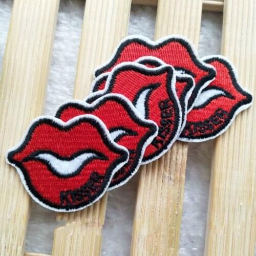 30pcs/lotManufacturers red lip embroidery with adhesive tape on the back