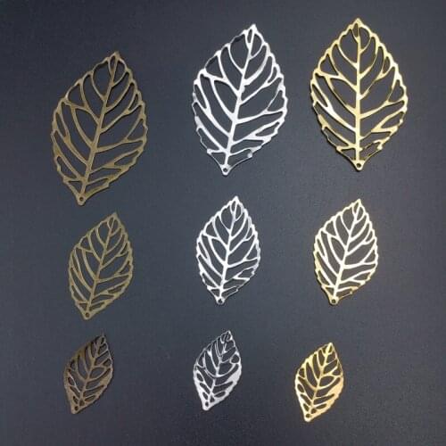 50pieces/lot metal Filigree Leaf headwear accessories Jewelry DIY Components