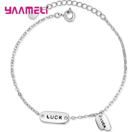 Letter Tassel Love Charms Bracelet Korean Cute S925 Sterling Silver Bangle for Women Girls Christmas Gift
