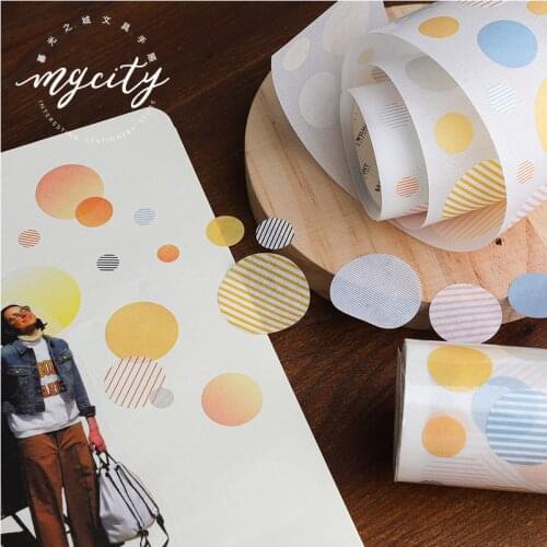 Basic Round Shaped Decorative Adhesive Tape dot Masking Writable Washi Tape DIY Scrapbooking Sticker Label japanese stationery