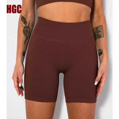 Seamless Sports Shorts Women Fitness Summer Gym Shorts Sexy Running Leggings High Waist Elastic Squat Proof Yoga bottoms HGC