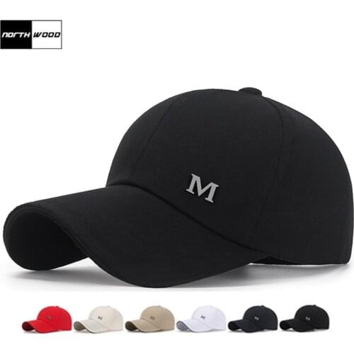NORTHWOOD Solid Canvas Mens Baseball Cap Women Snapback Hat Lengthened Brim Bone Trucker Caps Hip Hop Caps For Men